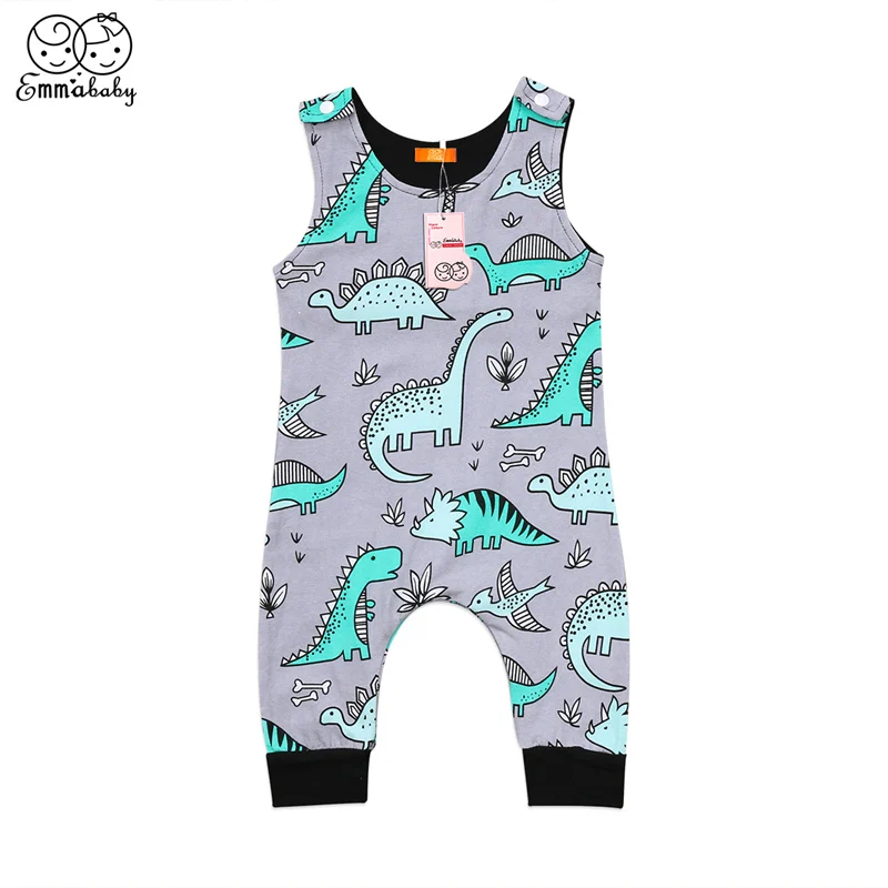 Очаровательная одежда для маленьких мальчиков и девочек комбинезон без рукавов