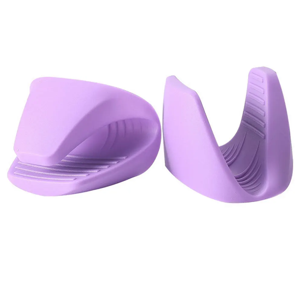 Light purple 2 шт Силиконовые Прихватки для духовки с зажимом, термостойкие ручки для приготовления пищи, горячая чаша для микроволновой печи, прихватка для кухни - Цвет: Light purple