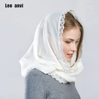 leo anvi design women scarf chiffon headscarf ladies foulard femme bandana lace headscarves for women ring wrap muslim hijab