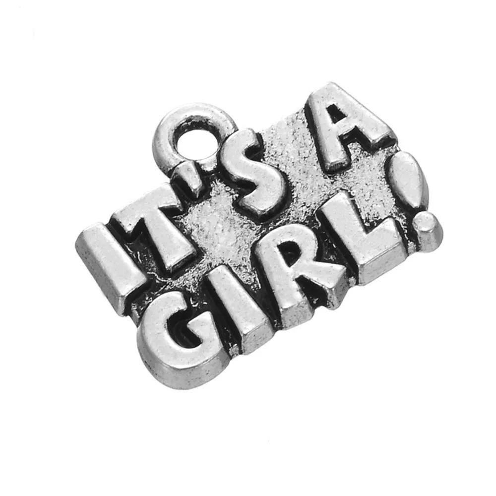 10 шт.-17x14 мм античная серебряная подвеска с надписью It A GIRL! Очаровательная |