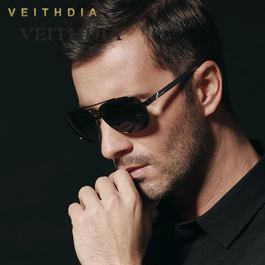 Мужские солнцезащитные очки VEITHDIA из алюминиево-магниевого сплава с защитой от