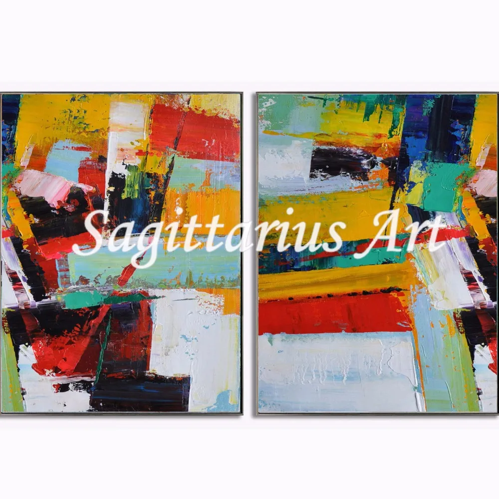 High Quality Hand Painted contemporary orange green Slected Gift Abstract Oil Painting Canvas Wall Living Room Home Decor Art | Дом и сад