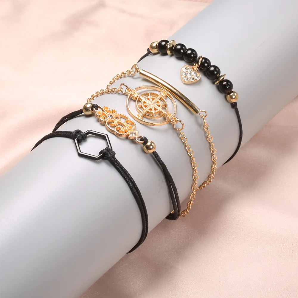 5 шт./компл. Модные женские браслеты компас с шестигранной головкой от Black Pearl