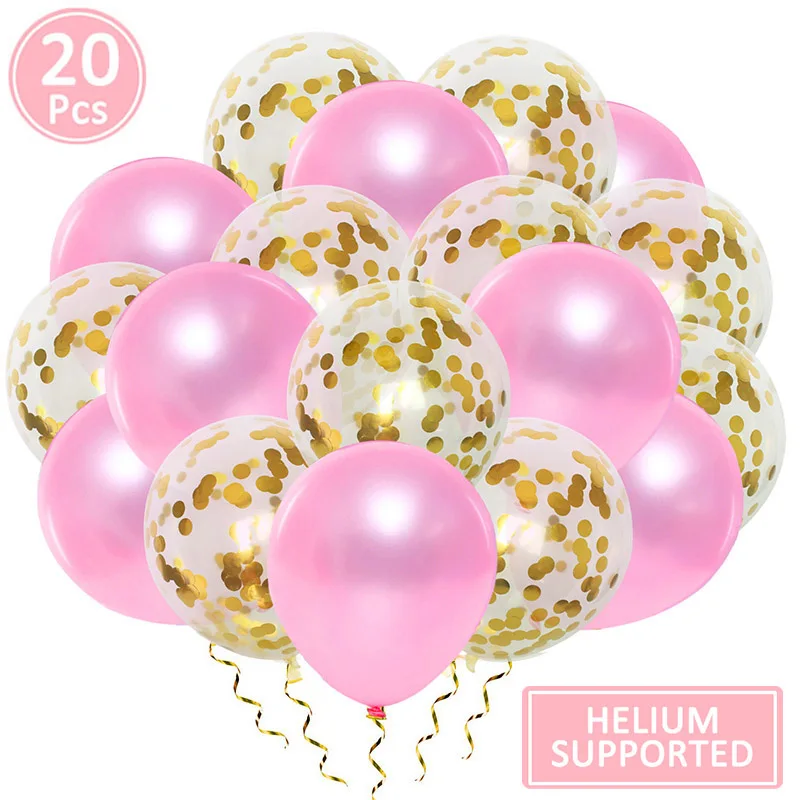 20pcs gold pink BabyShower фольга Воздушные шары его мальчик девочка Вечеринка День Рождения украшения детский душ принадлежности пол раскрыть Синий Розовый латексные шары - Цвет: 20pcs gold pink