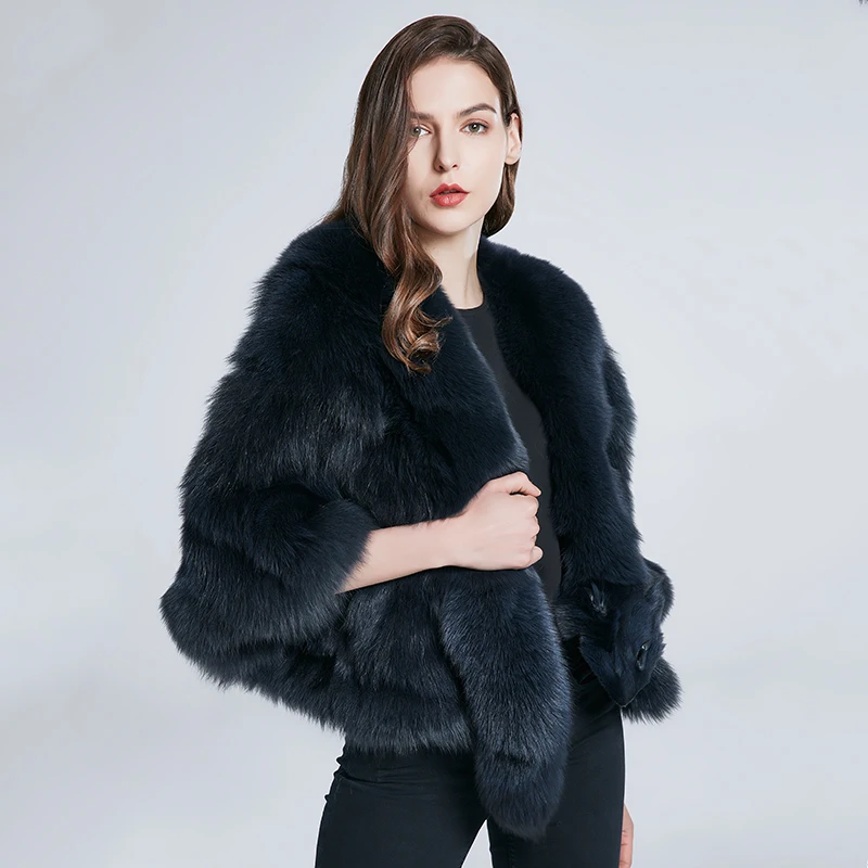 JKP New Women real Fox Fur shawl Cloak Shawl Fashion coat Outwear Scarf Collar  HTW-P11 enlarge