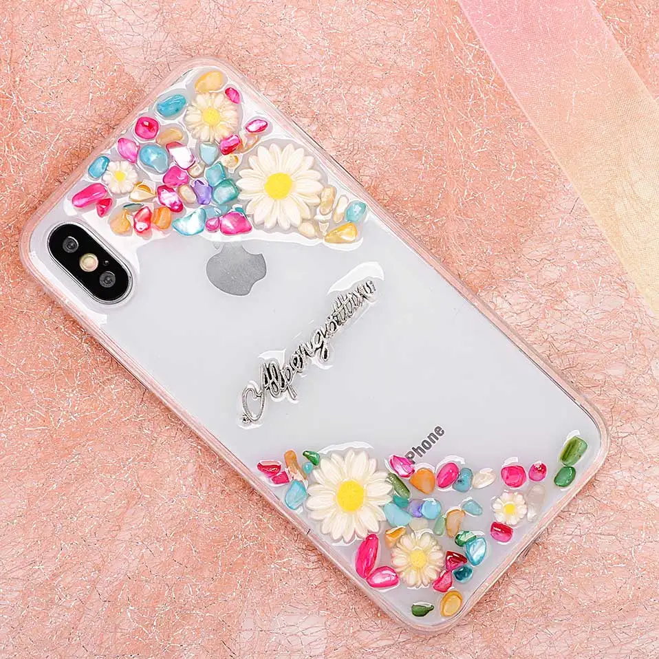 Силиконовые цветной камень защитный в виде ракушки для iPhone 6 6s 7 8 плюс Чехол X Капа