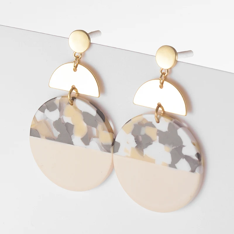 Дикий и свободный Модный Фиолетовый круглые акриловые серьги для женщин