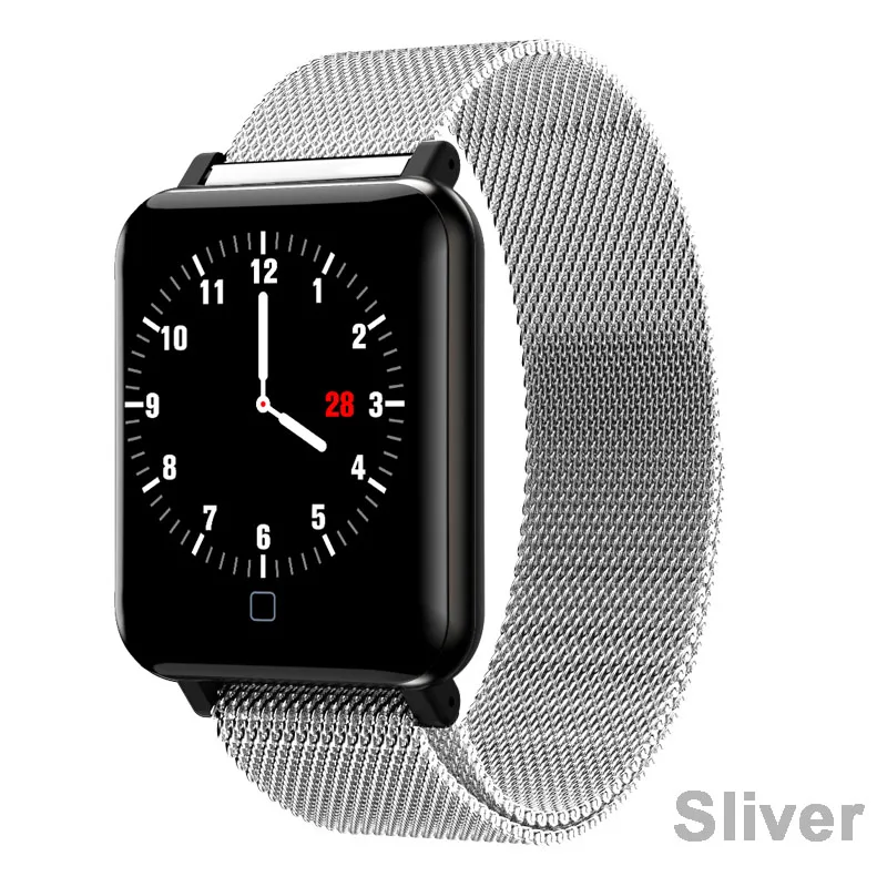 Metal Strap Sliver M19 Смарт часы кровяное давление фитнес трекер Smartwatch для мужчин IP67 Водонепроницаемый умный Браслет reloj inteligente - Цвет: Metal Strap Sliver