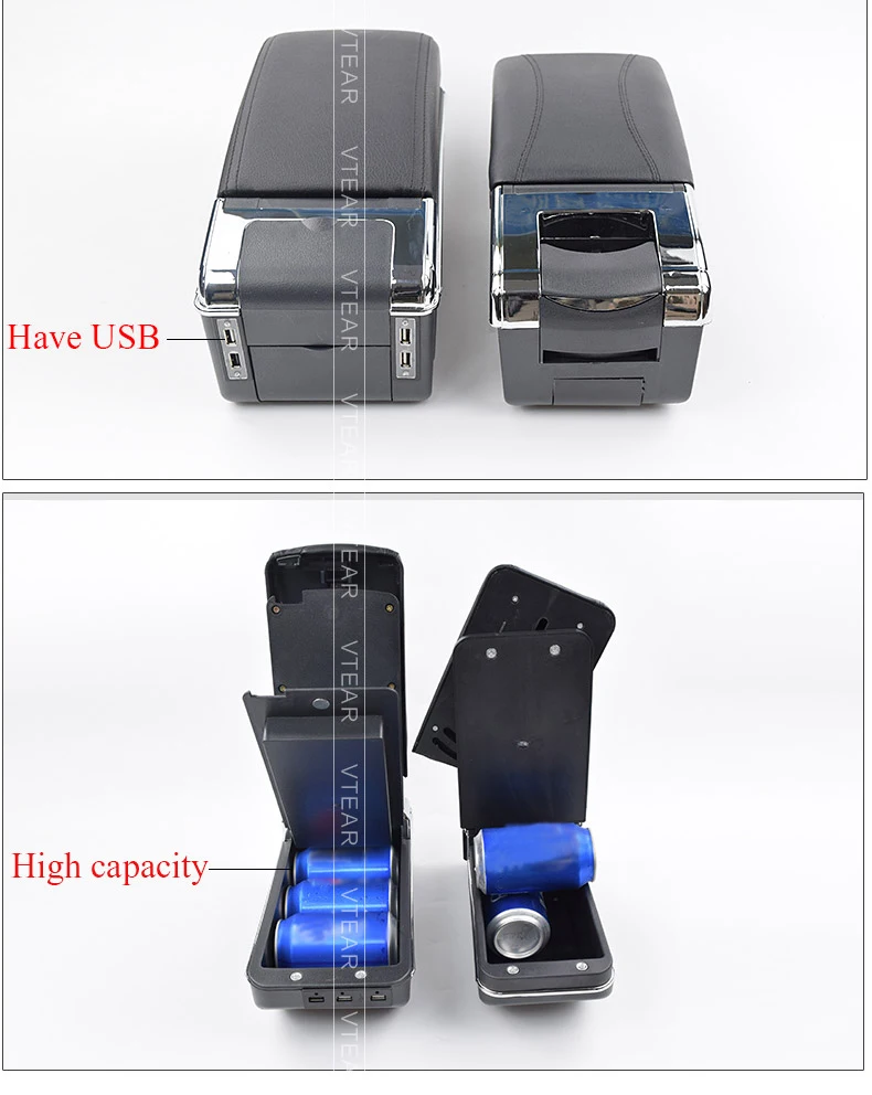 Vtear для Renault Dacia logan 2 подлокотник Автомобильный подлокотник кожаный подлокотник аксессуары usb интерфейс коробка для хранения автомобиля-Стайлинг ABS украшение