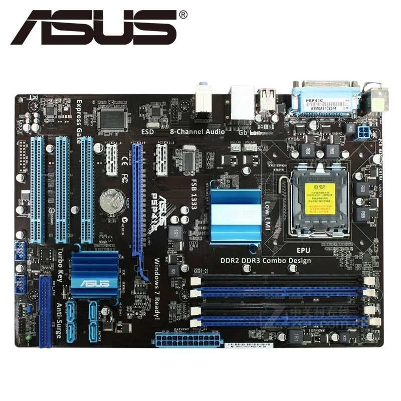 Настольная Материнская плата Asus P5P41C P41 Socket LGA 775 Q8200 Q8300 DDR2/3 16G ATX UEFI BIOS оригинальная