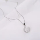 Колье женское с опалом круглой формы, короткая цепочка до ключиц серебряного цвета в Корейском стиле, яркое модное ожерелье SNE196