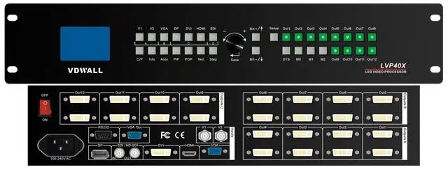 VDWALL LVP412 LED HD видеостена процессор dvi выход 12 PIP поп 4x4 в paralle 7680x4320 поддержка LINSN