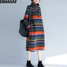 Женское платье в полоску DIMANAF винтажное Хлопковое с высоким