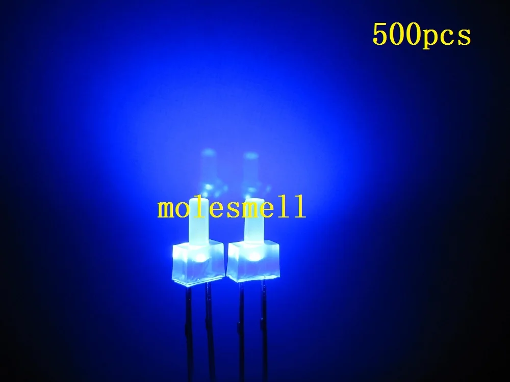 500 шт. Новые 2 мм синие рассеянные светодиодные лампы с плоским верхом 2 мм широкоугольные синие светодиодный зы