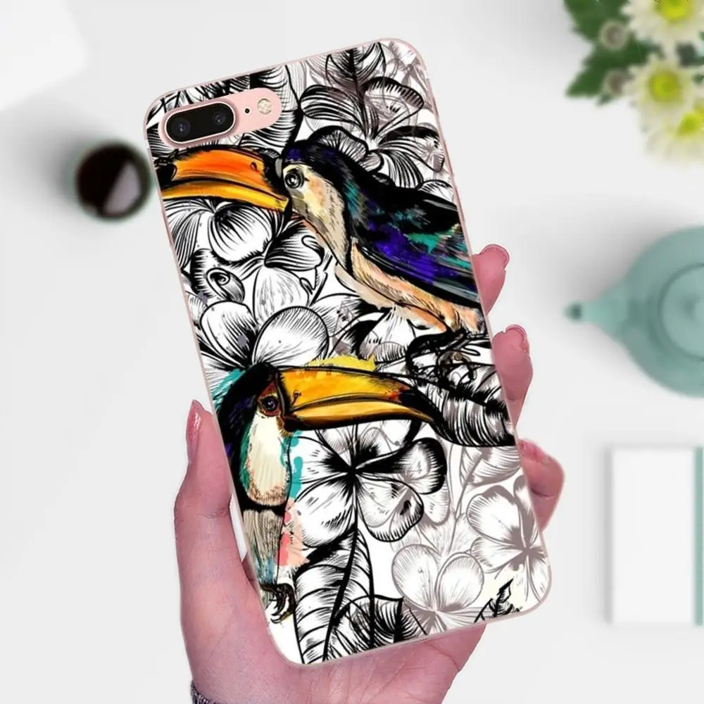 Тропический лес животное птица Toucan для Galaxy J1 J2 J3 J330 J4 J5 J6 J7 J730 J8 2015 2016 2017 2018 мини Pro TPU