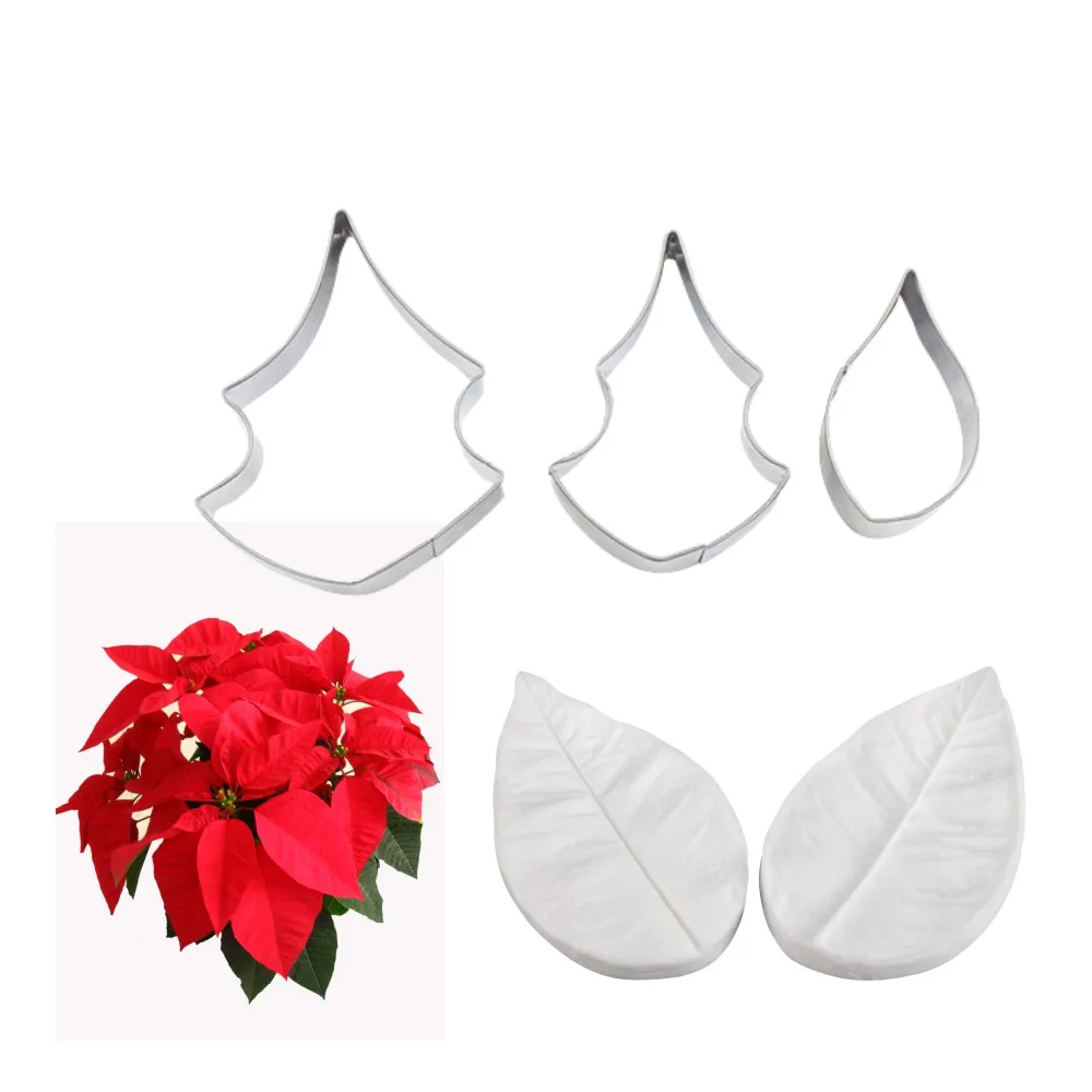 5 шт. Poinsettia Veiner Impression Flower Mold & Cutter Set силиконовая форма для украшения торта помадные