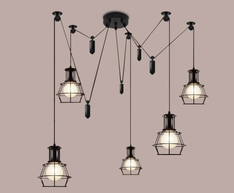 Современная Скандинавская ретро люстра с лампочками Эдисона винтажная