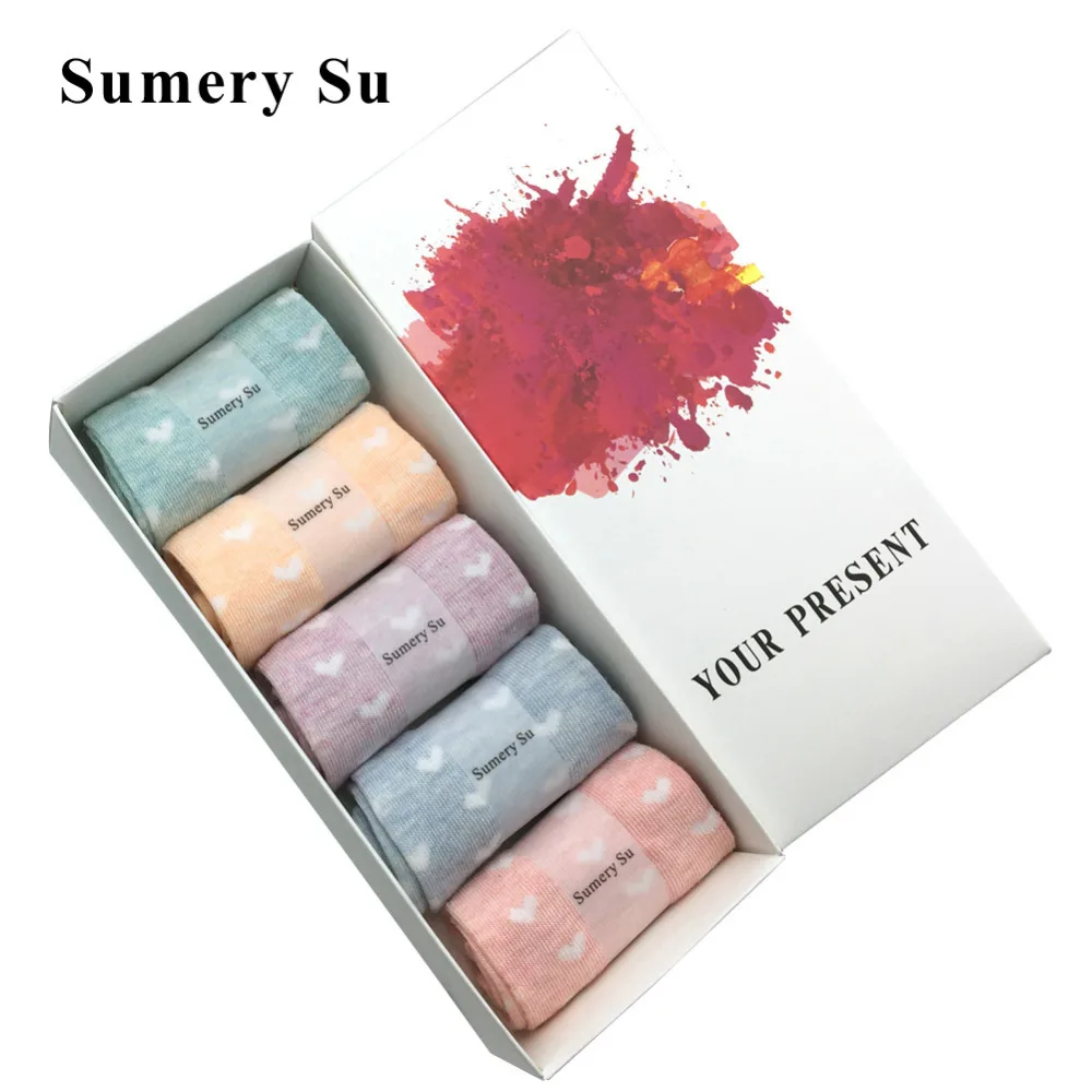 Sumery Su женские цветочные носки короткие милый хлопок свободный покрой счастливый