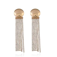 women drop earring gold color rhinestones long tassel earring statement jewelry for wedding party anniversary