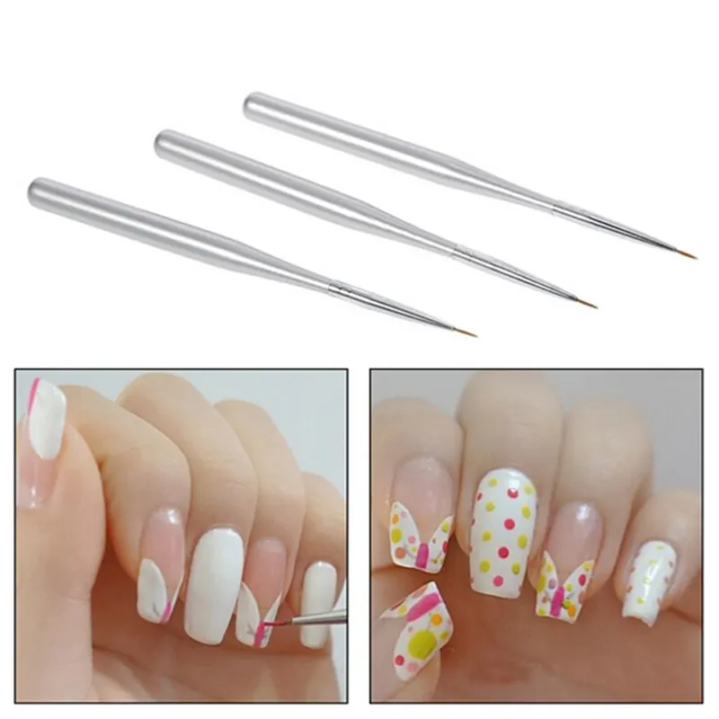 3pcs/set Nail Art Liner Painting Pen Flower Line Grid French Design Manicure Tool 3D Tips DIY Acrylic UV Gel Brushes Drawing Kit | Красота и