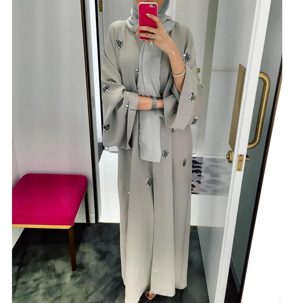 Женское платье макси с принтом Abaya Jilbab повседневное длинное кафтан вышивкой