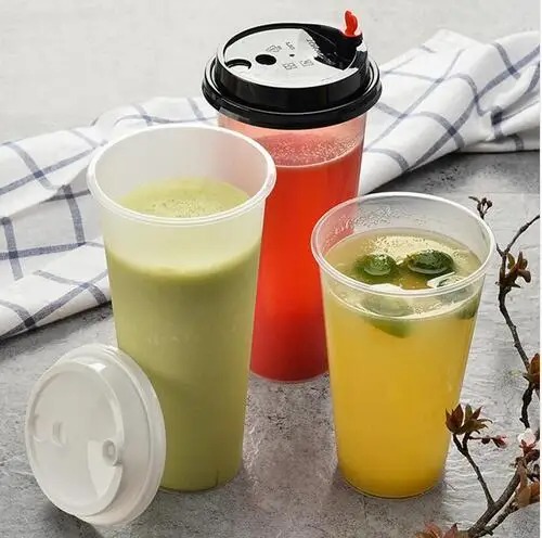 

100 Pcs Popular Clear Frosted Disposal Plastic Juice Coffee Beverage Cup with Loving Heart Lid, High Quality Water Drinking cup