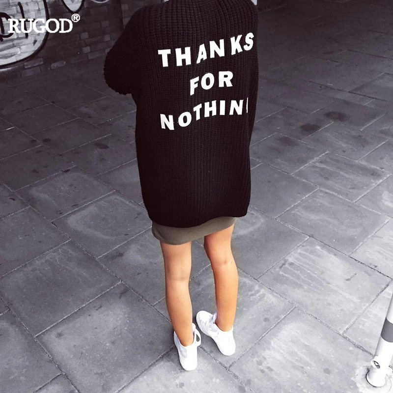 Rugod Модный кардиган с вышитыми буквами Женский Классический осенний свитер