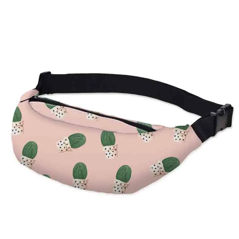 

BU STORE 2019 new fanny pack multi-function waterproof fashion bag Cactus Prints Shoulder bag women's belt waist bag pochete