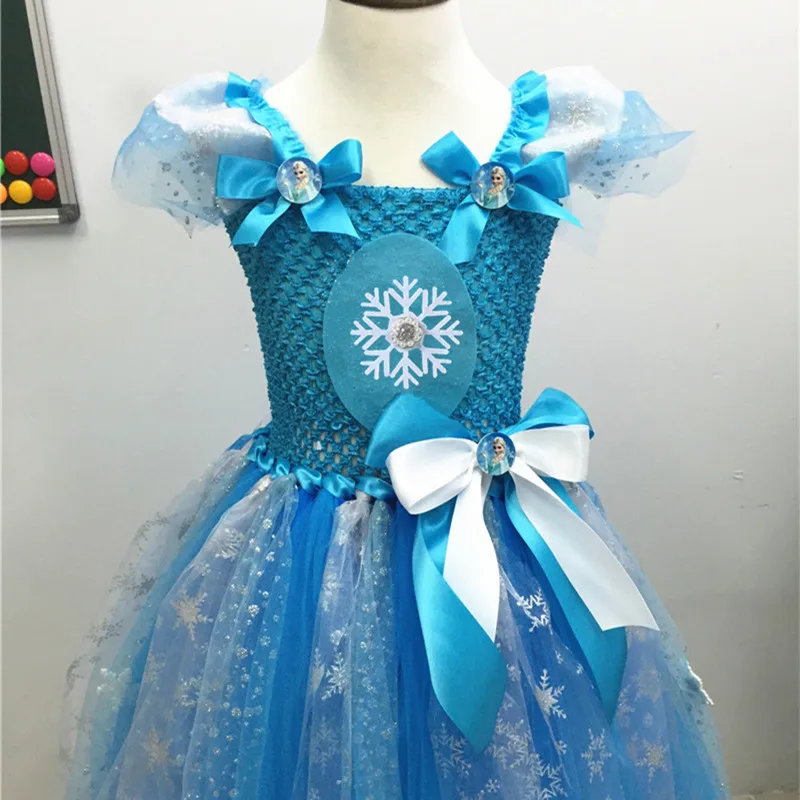 Girls Elsa Tutu Dress Cosplay Costume Halloween Christmas Kids Princess Tulle Birthday Party Ball Gowns For Children | Детская одежда и