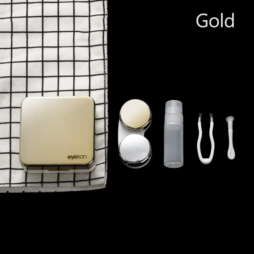 Gold 1 шт., унисекс, Мраморная полоса, контактные линзы, мини пластиковый цветной светоотражающий держатель для путешествий, контейнер для хранения, коробка для хранения, чехол - Цвет: Gold