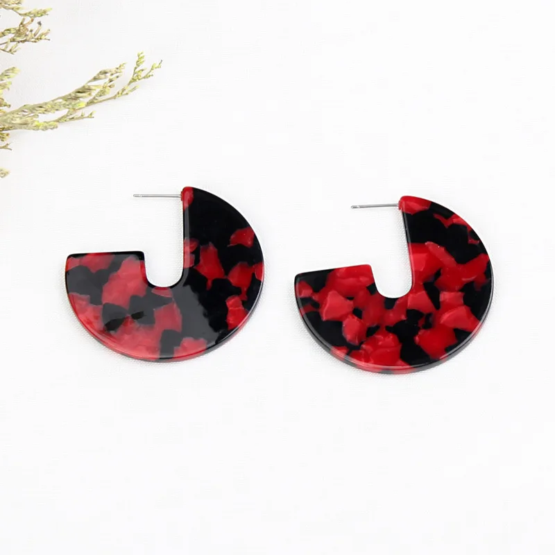 red Beadsland Уксусные акриловые серьги-кольца нео-готика Мода неправильный круглый дизайн женские Девушки Танцы вечерние Рождественский подарок 39297 - Окраска металла: red
