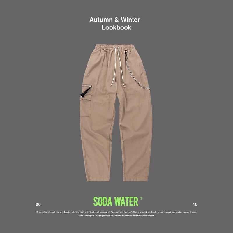 SODA воды прямые для мужчин повседневные штаны большой карман штаны-карго мужской