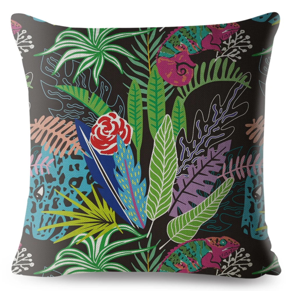 Plant Flower Cactus Print Throw Pillow Case Cotton Linen Pillows Cases 45*45cm Square Sofa Cushion Cover Home Decor Pilowcase | Дом и сад