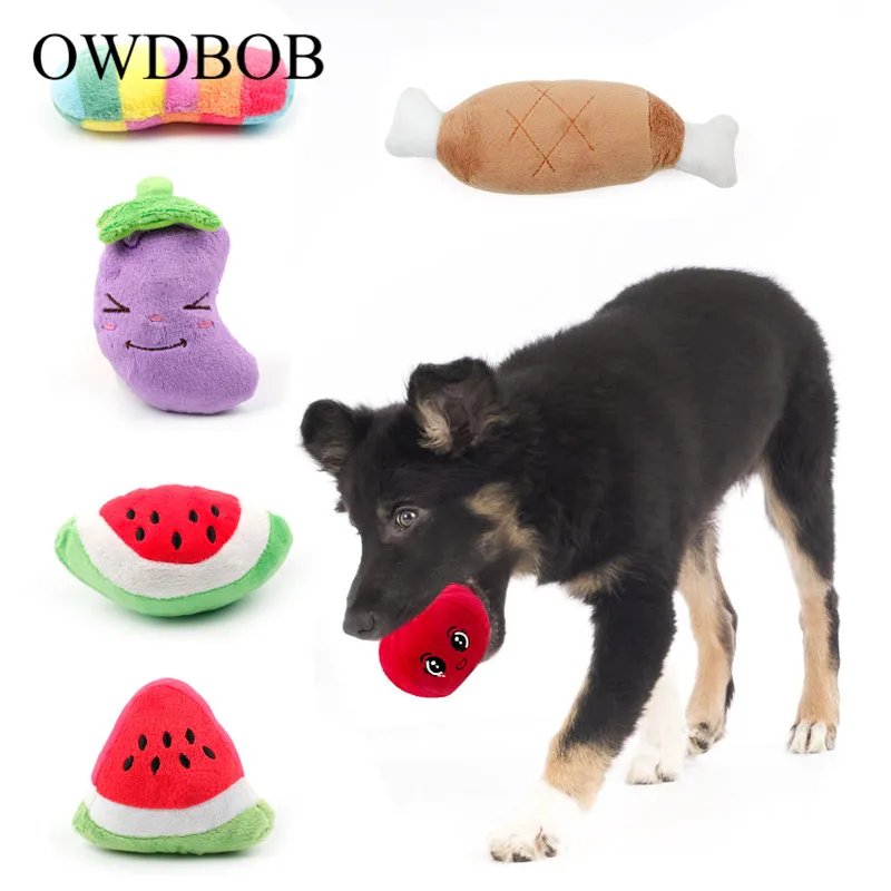 OWDBOB 1 шт. Милая фруктовая овощная пищащая игрушка для собаки щенка кошки забавные