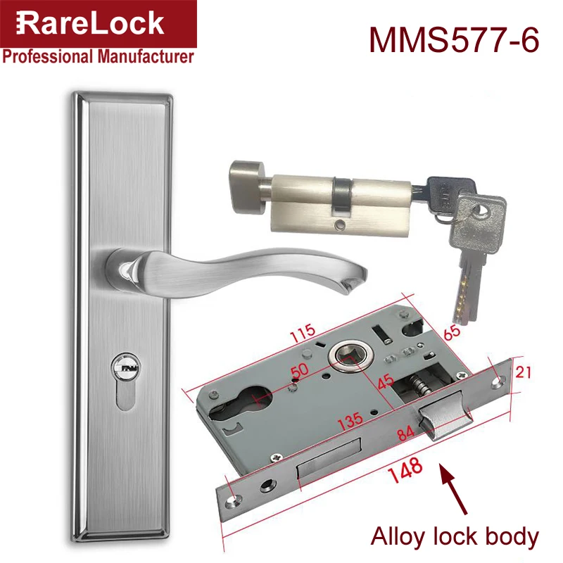 Rarelock современный простой дверной замок с нержавеющей ручкой, несколько размеров, для спальни, ванной комнаты, деревянная дверная фурнитура, регулируемый Шаг hh