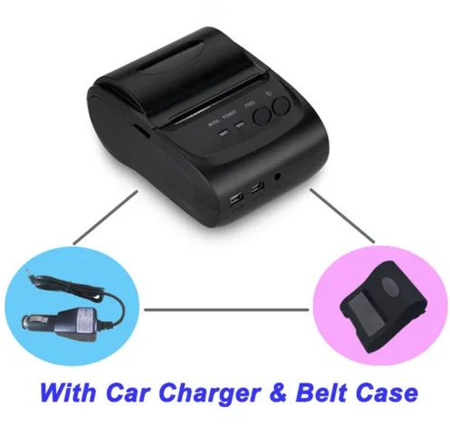 case and charger ZJiang ZJ-5802LD Мини Портативный Перезаряжаемый Android Bluetooth 58 мм Термальный чековый принтер для ресторана супермаркета - Цвет: case and charger