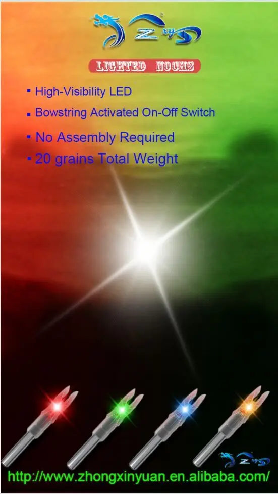 Автоматически освещенные хвостовик композитный с бантом из светодиодов стрелка