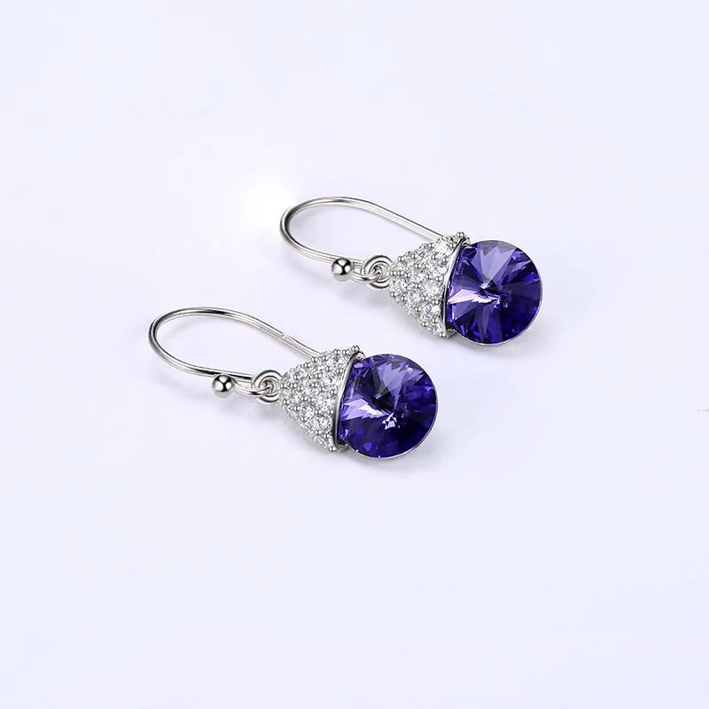 Женские серьги с кристаллом Swarovski элегантные круглые серьги-подвески из