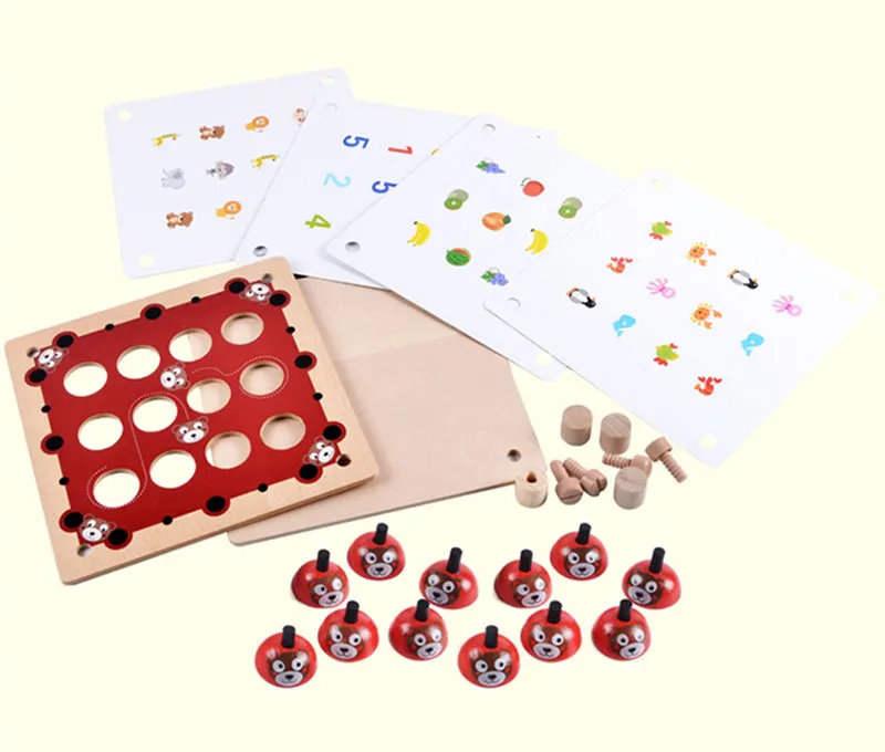 Деревянные шахматы с изображением медведя из мультфильма Candywood деревянная игра