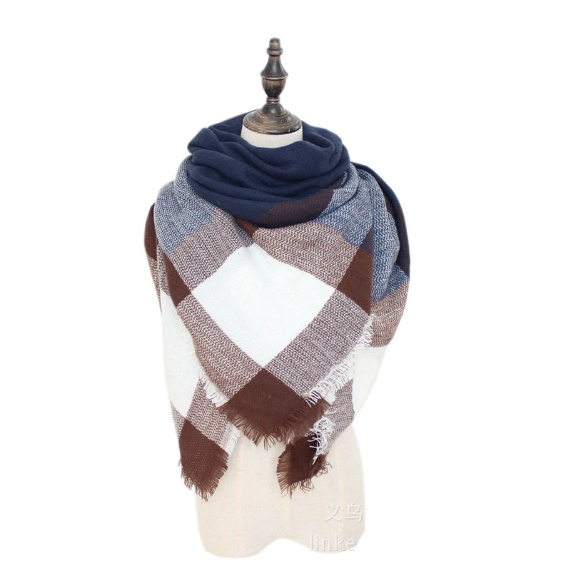 Модные брендовые зимние шарф для Для женщин женский плед кашемировый теплые