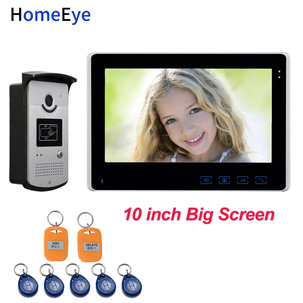 Видеодомофон HomeEye 10 дюймов система домашнего контроля доступа и RFID кардридер 1200TVL