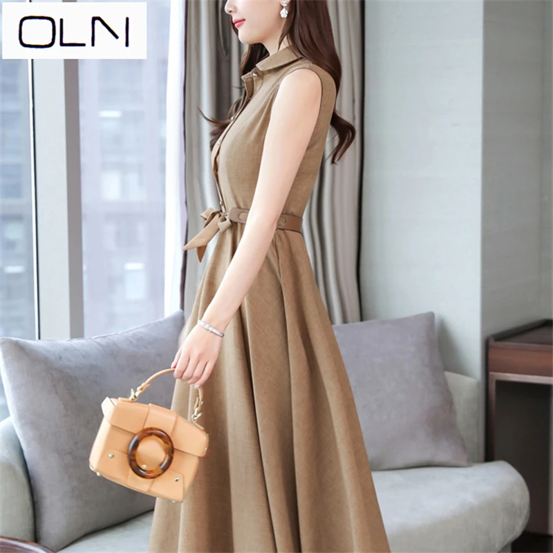 Женское длинное платье из хлопка и льна большого размера 200 кг | Женская одежда