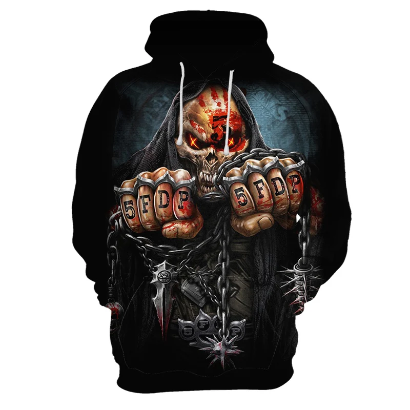 Мужская толстовка с 3D принтом черепа капюшоном Молодежный модный уличный топ