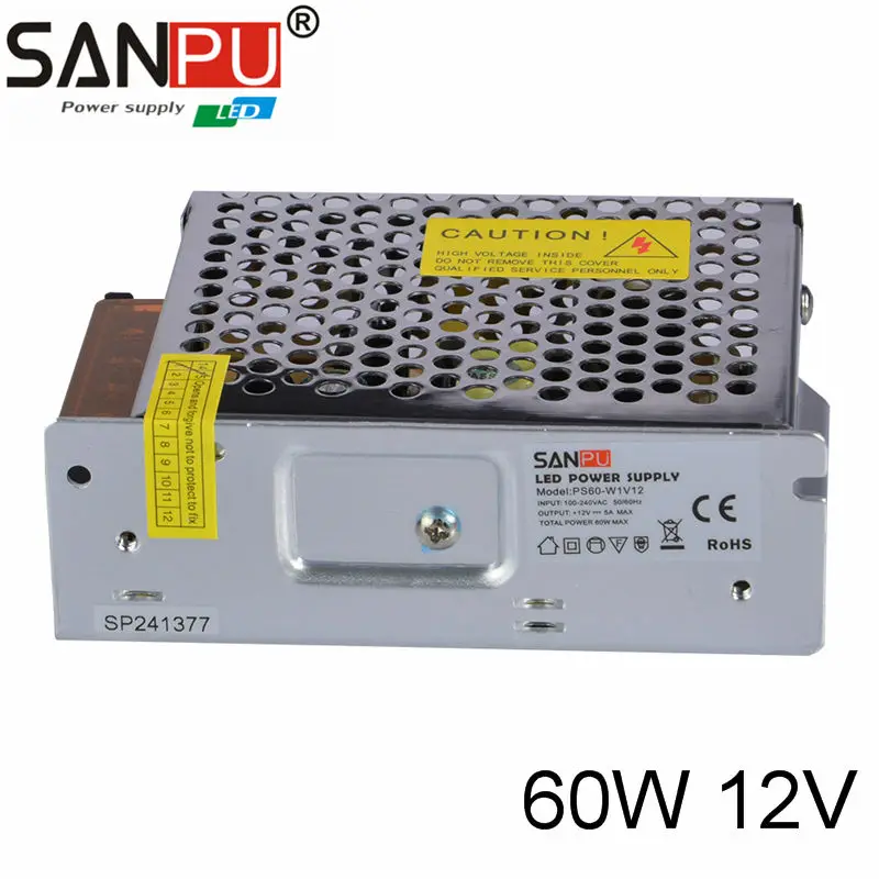 60W 12V 5A Маленький 2017 Новое прибытие питания 12 В 220V блок светодиодной ленты Один