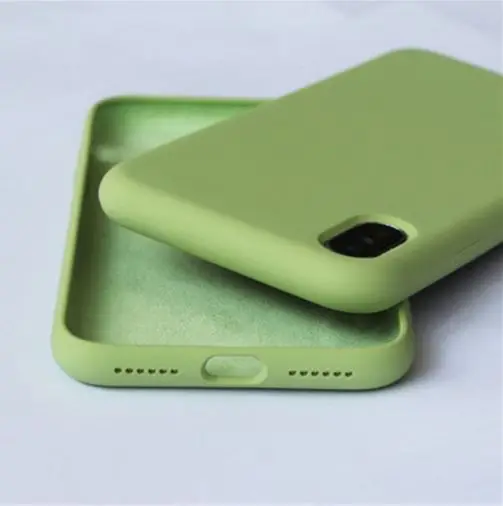 green Чехол для телефона s, для iPhone 7, 8, 6, 6s Plus, жидкий силикон, мягкий ТПУ капа, Fundas, чехол для iPhone XS Max, XR X, чехол, противоударный - Цвет: green