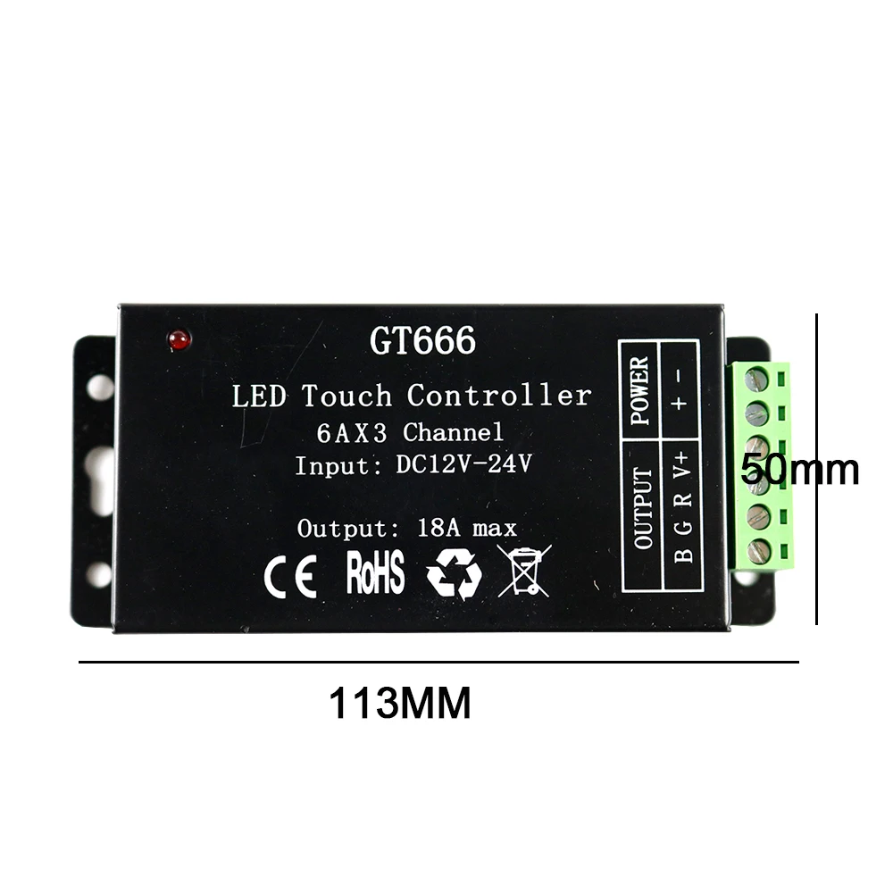 12V GT666 сенсорный светодиодный контроллер DC12-24V 6Ax3channel 18A контроллер RBG светодиодный диммер для 5050 3528 2835 цветных(RGB) светодиодных лент огни led лента