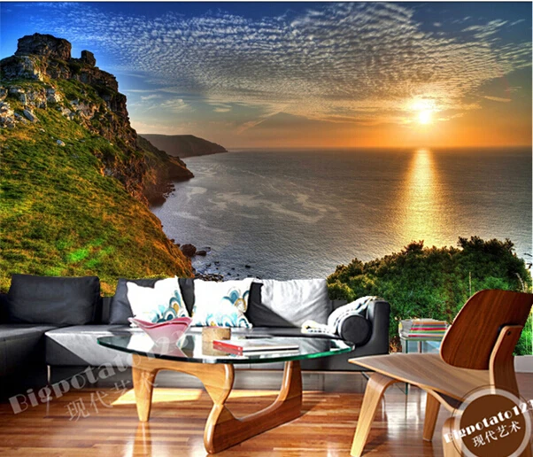 Пользовательские фото обои Пейзаж реки восходы и закаты море для гостиной