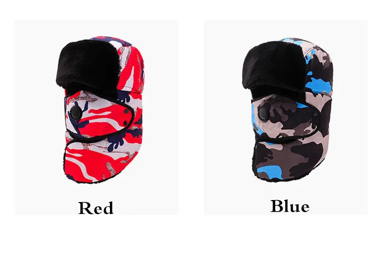 Камуфляжная Мужская зимняя шапка Skullies Beanies, толстые теплые наушники, шапки-Бомберы, Женские ветрозащитные велосипедные шапки из хлопка для холодной погоды