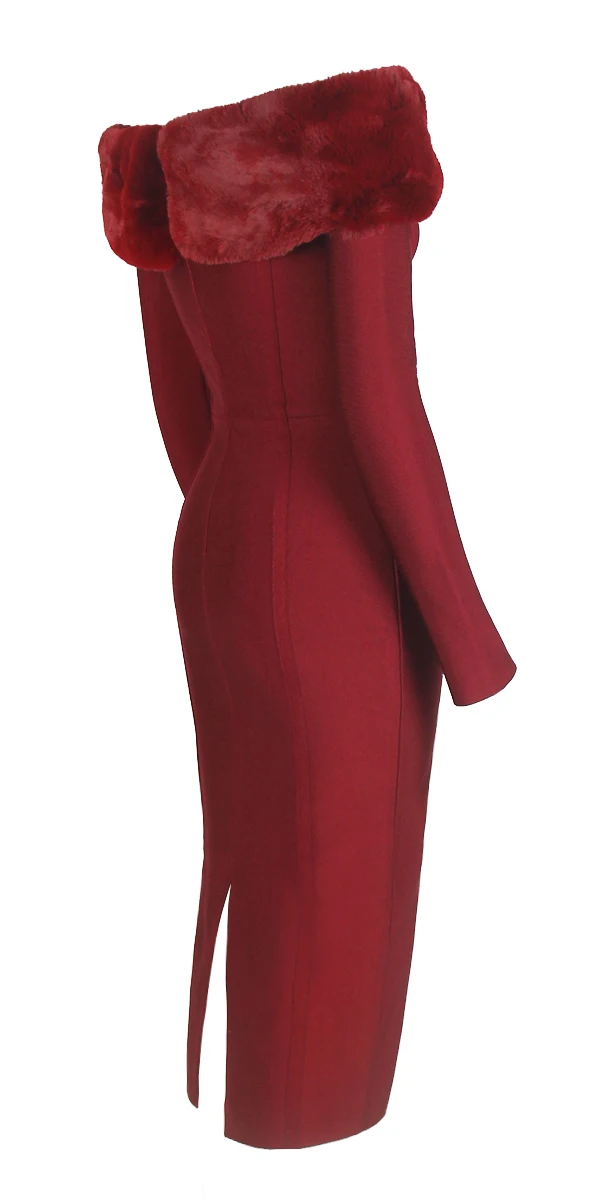 Высококачественное Сексуальное Женское Платье с длинным рукавом красное