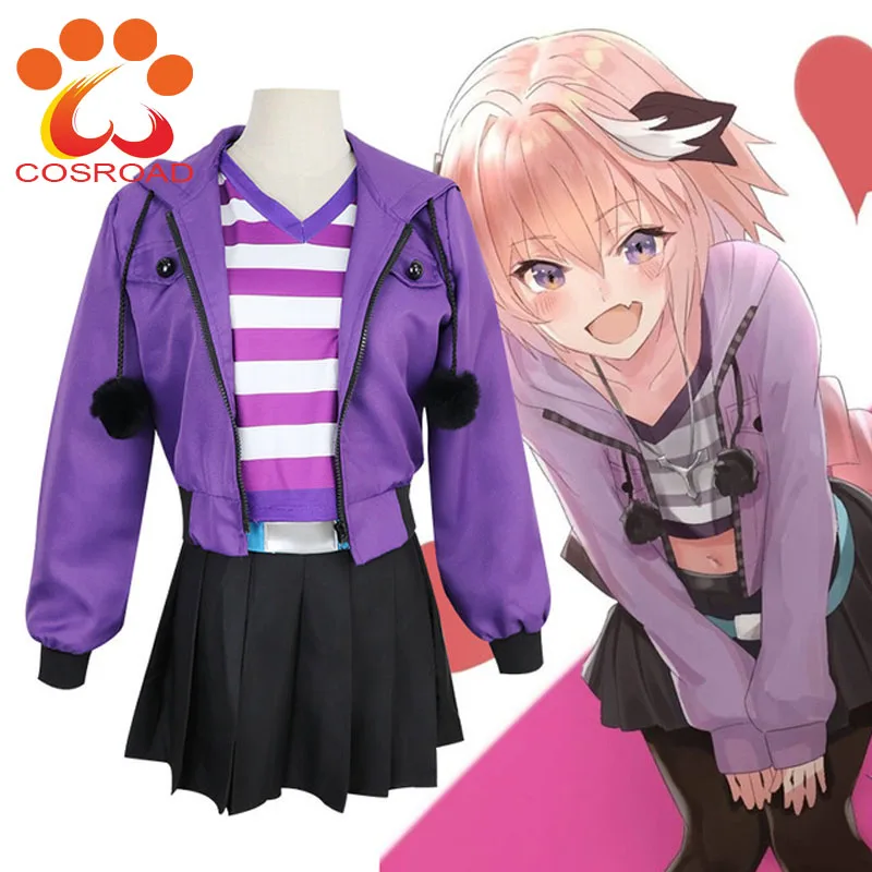 Cosroad Fate Grand Order Apocrypha Astolfo костюмы для косплея розовый парик женский фиолетовый